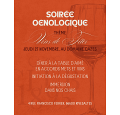 Soirée œnologique Jeudi 27 Novembre